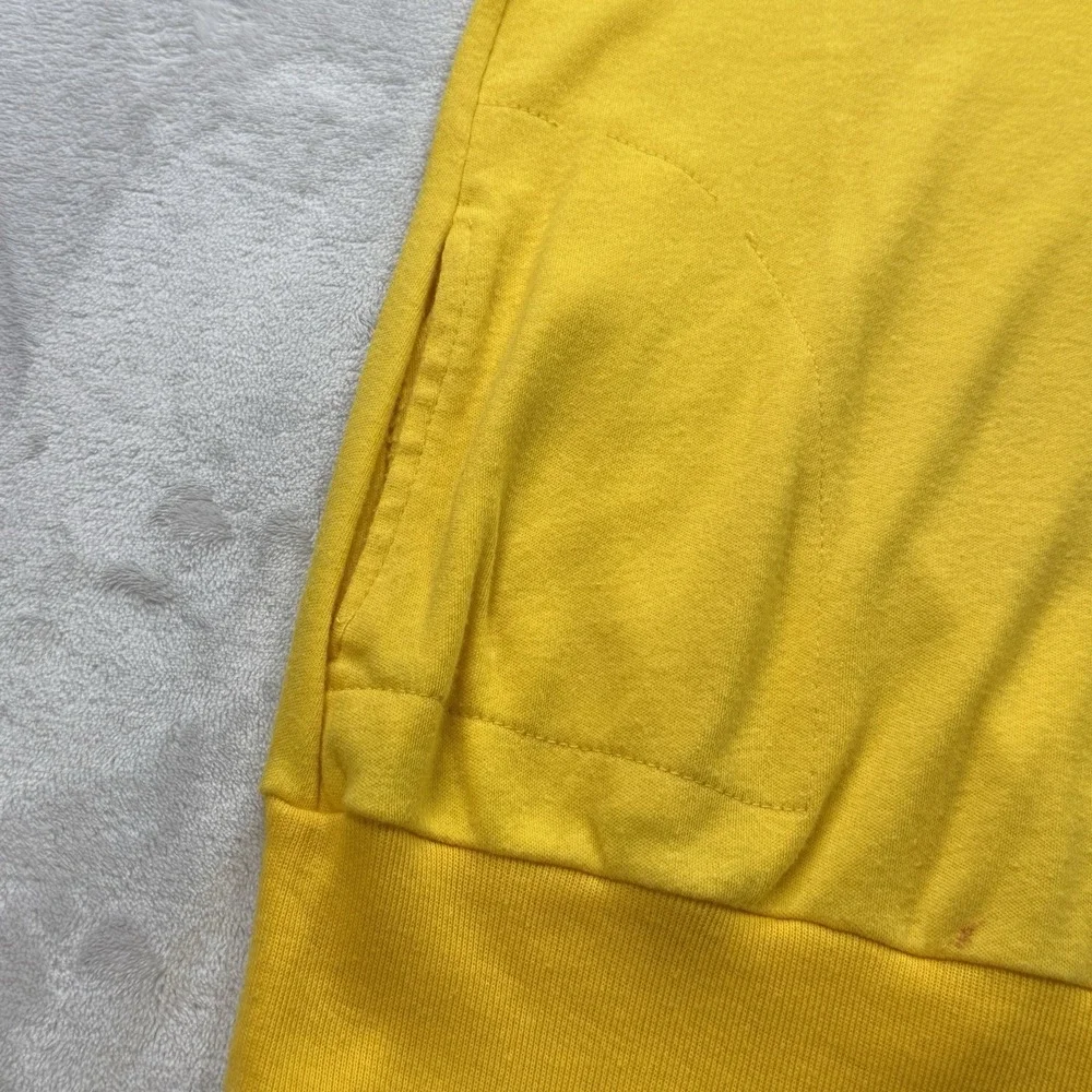 Vintage 70s Jill Short Sleeve Sweatshirt Yellow V Neck Kangaroo Pocket Women's M